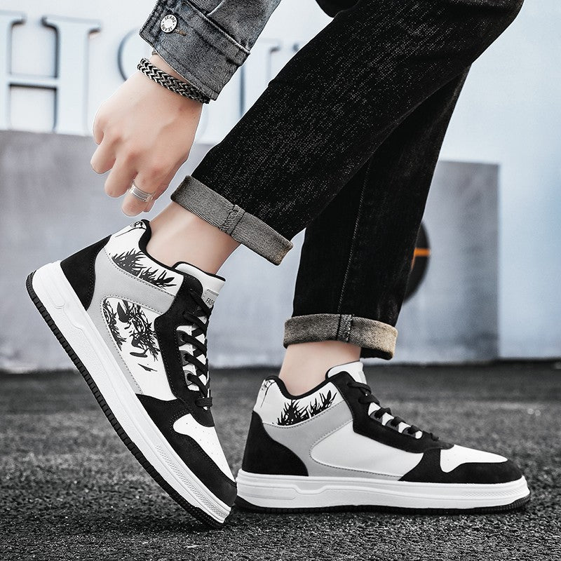 Men Board Shoes 2025 Spring Retro Thick Sole Wear Resistant Anti Slip Flat Sneaker Outdoor Casual Man Walking Footwear