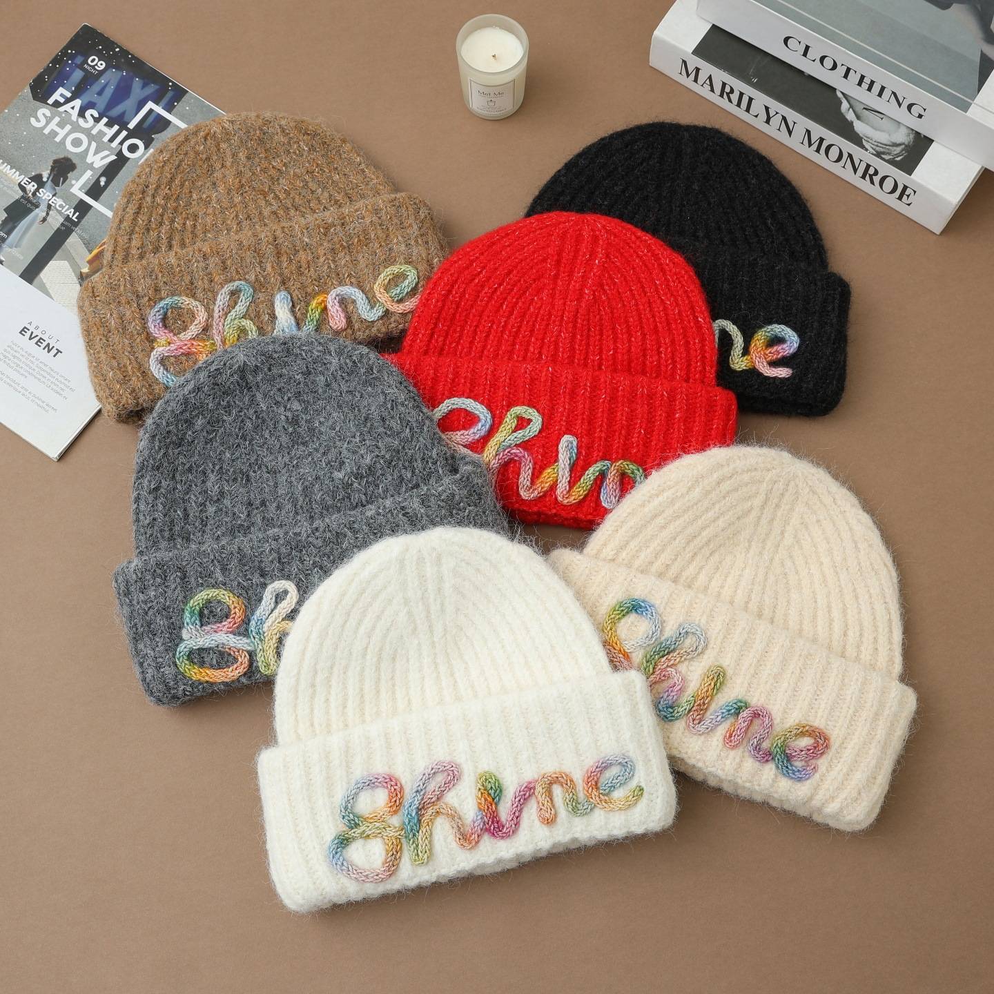 Vintage Embroidered Hats Letter Korean Version Knitted Hat for Autumn and Winter Warm Ear Protection Knitted Hats