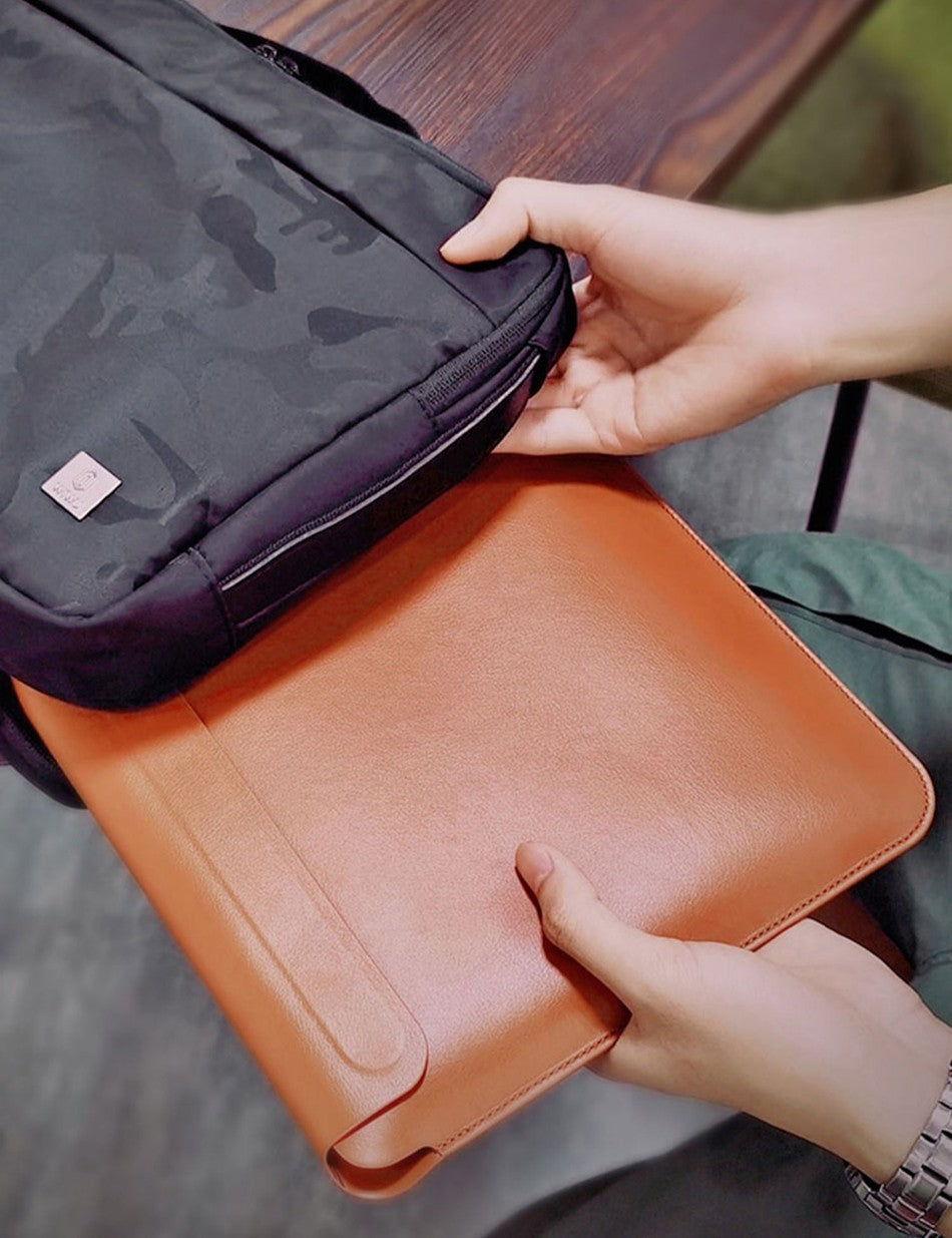 WiWU Laptop Sleeve Case for MacBook Air 13 M2 A2681 Ultra-thin Leather Notebook Case for Macbook pro 16 14 Waterproof Laptop Bag