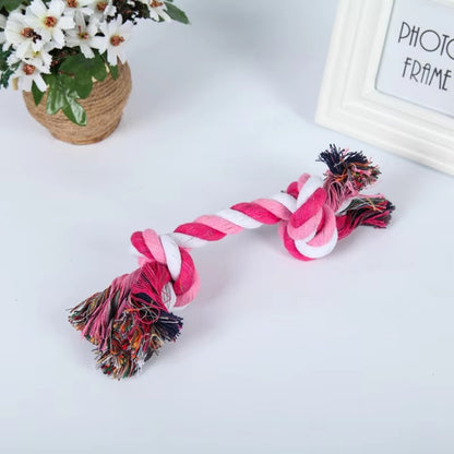 Brinquedo de Algodão Colorido para Cães com Nó Duplo, Corda Durável para Mastigar, Limpeza dos Dentes, Brinquedo Interativo para Pets, Adequado para Cães Pequenos e Médios, Alivia o Tédio