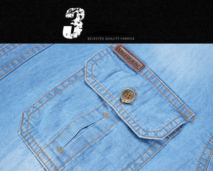 Men's Spring Denim Thin Shirt Soft Cotton Slim Fit Jeans Cowboy Streetwear Male Autumn Long Sleeve Shirts Plus Size 5XL