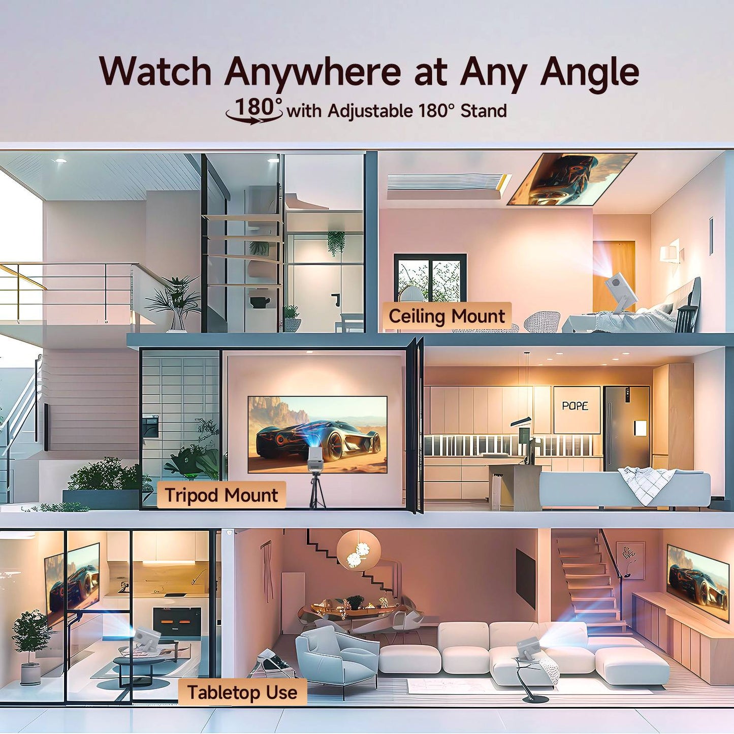 Magcubic 8K Suporte HD 1080P 1000ANSI Projetor X7 Com Alto-falante de 5W Android 14 WiFi6 BT5.4 Projetor de Home Theater e Vídeo para Uso Externo