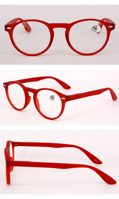 Óculos de Leitura Unissex Ultraleves com Estampa de Leopardo Vermelho e Armação Redonda para Leitura Moda Feminina Vintage Óculos Transparentes