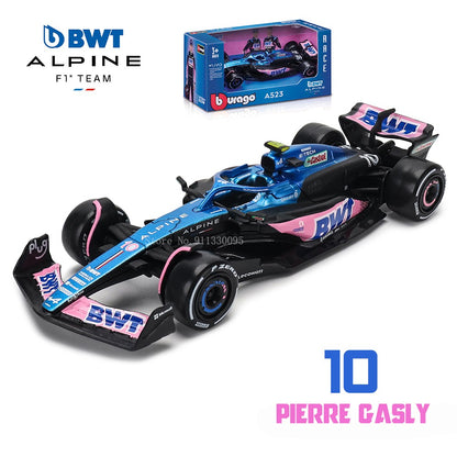 Bburago 1:43 F1 Aston Martin Aramco F1 Team AMR23 2023 #14 Alonso #18 Stroll Carro de Liga Metálica Modelo Fundido Colecionável