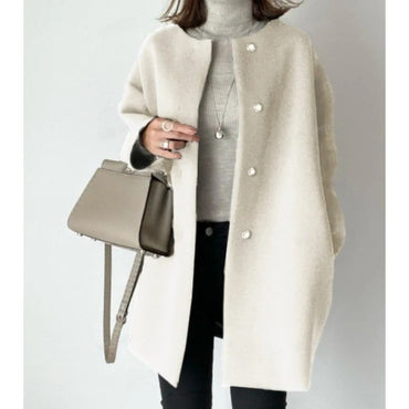 Elegant Three-Color Straight-Leg Coat for Women Loose Fit Pure Color Simple Design Autumn Winter Outerwear Female Top