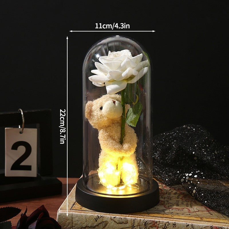 Eternal Rose Flowers Artificial Foil Flower in Glass Glow Immortal Flower LED Roses Lamp Flores Eternas Christmas Lover Gift