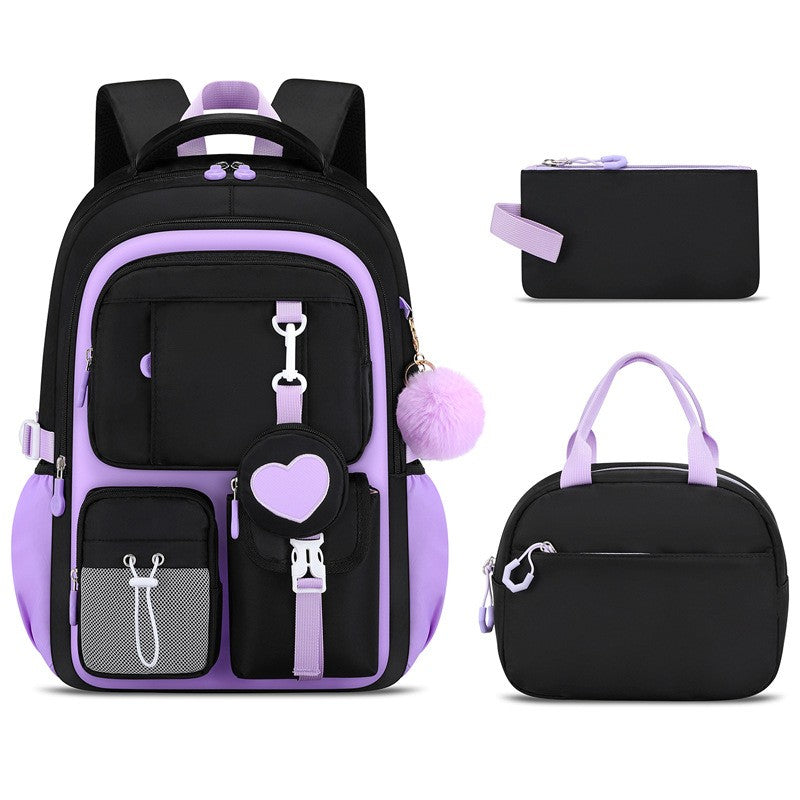 Love series elementary school backpack Lightweight large capacity and cute orthopedic school bags Middle school girls' backpacks