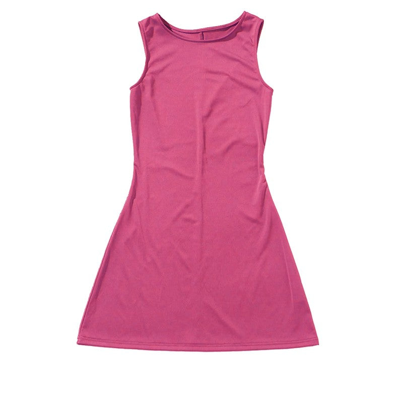 Woman Dress Sleeveless Knit Slim A-Line Female O-Neck Seveless Mini Dresses Shea
