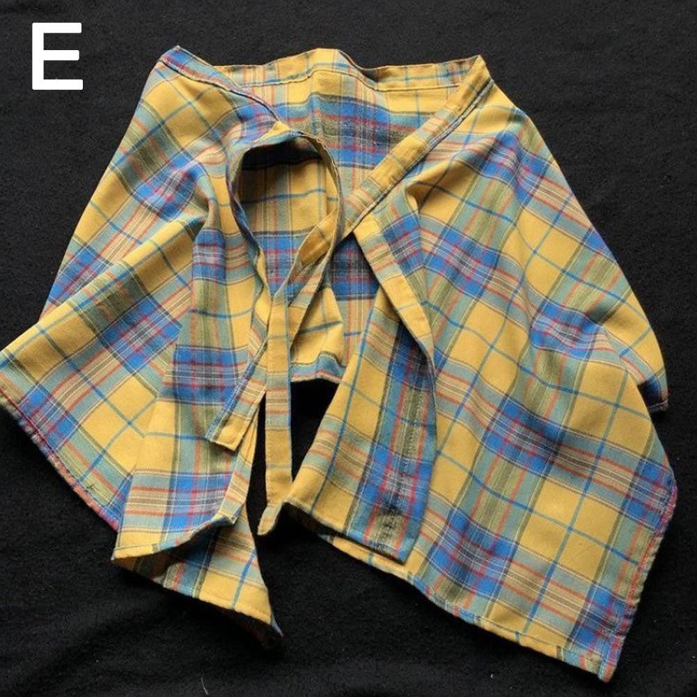 Casual Retro Irregular Women Plaid Skirt Bow-knot Elastic Waist Shirt Style Blue White Lattice Mini A-line Shortskirt