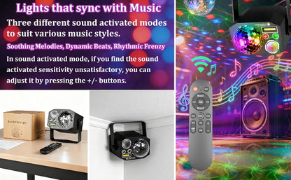 Dj Party Disco Ball Lights with Pattern and Sound Activated LED Stage Strobe Light Christmas Rave/Home Karaoke/Dance/Club Bar