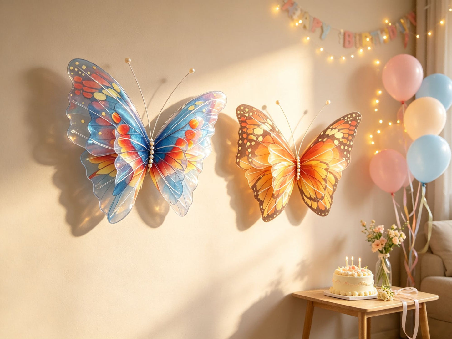 1/2/4pcs 50cm 3D Gradient Silk Butterfly,Wavy Petal Edge,Glitter Org Layered,for Wedding/Party/Photo Gift