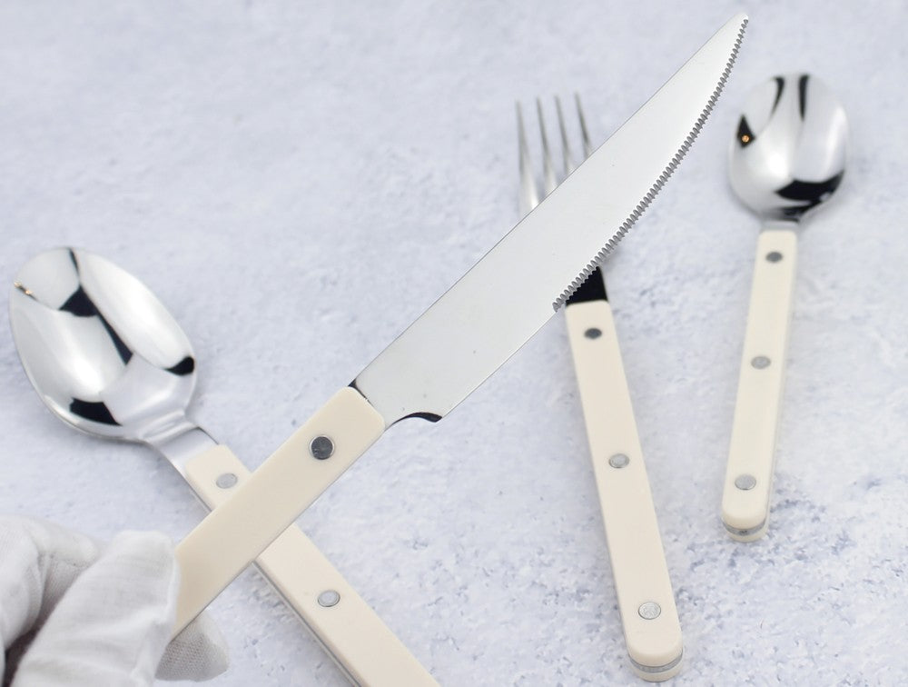 Conjuntos de Talheres de Design Moderno Espelhamento Superior Aço Inoxidável 18/8(304) Cabo ABS com Rebites Jogo de Talheres para Cozinha
