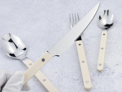 Conjuntos de Talheres de Design Moderno Espelhamento Superior Aço Inoxidável 18/8(304) Cabo ABS com Rebites Jogo de Talheres para Cozinha