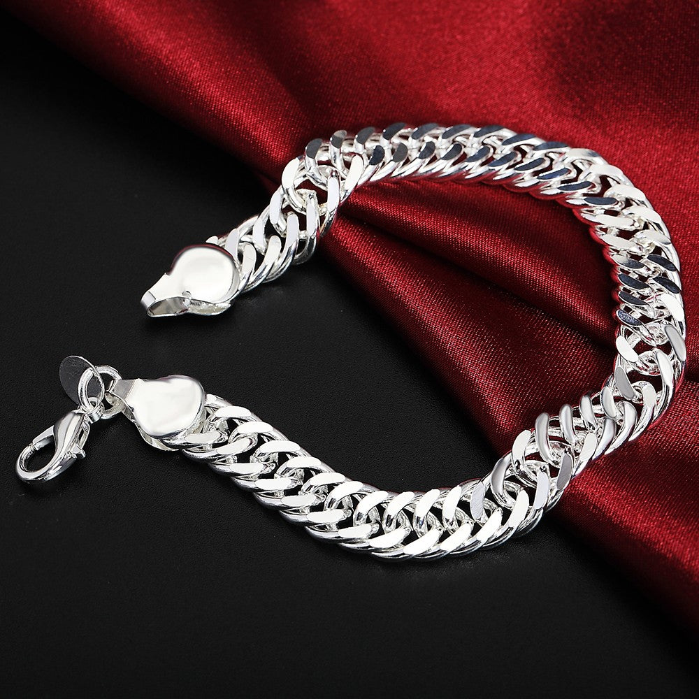 Pulseira Requintada em Prata Esterlina 925 com Corrente Sólida, Amuleto da Moda, Feminino e Masculino, Joias para Casamento, Modelos Lindos e Simples
