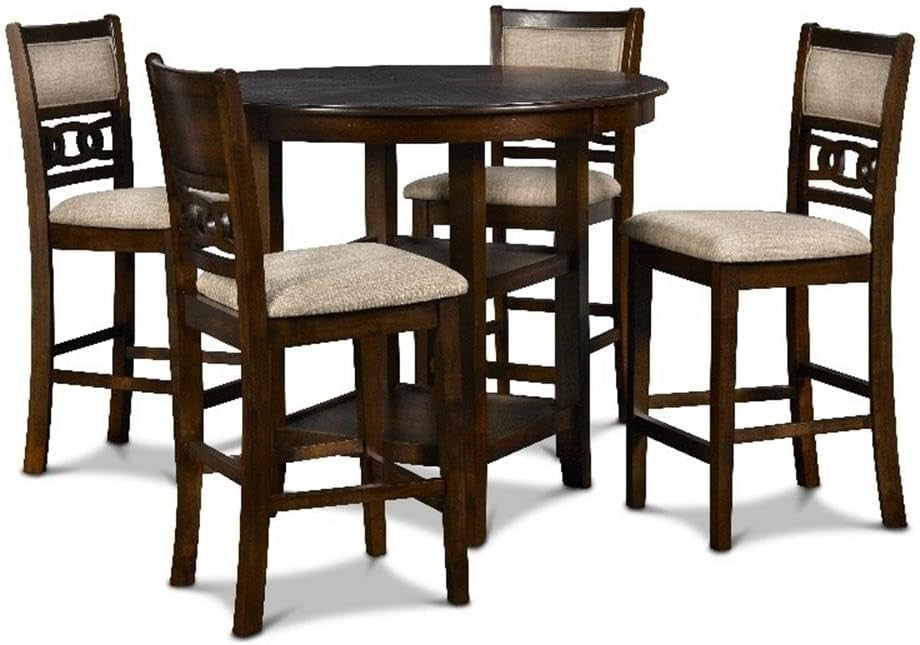 5-Piece Round Dining Set, 47-Inch Table & 4 Chairs, Cherry Finish