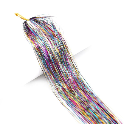 Kit de Fios Brilhantes Coloridos de Glitter para Cabelo, Fio de Cabelo Dourado Brilhante, Extensões de Corda, Acessórios de Cabelo para Mulheres, Enfeite de Cabelo