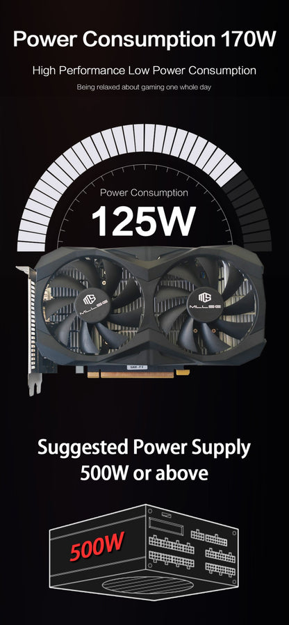 Mllse GTX 1660Super 6GB NVIDIA Placa de Vídeo Placa Gráfica GDDR6 192Bit PCl Express 3.0 HD*1 DP*1 DVI*1 gtx 1660s Placa de vídeo