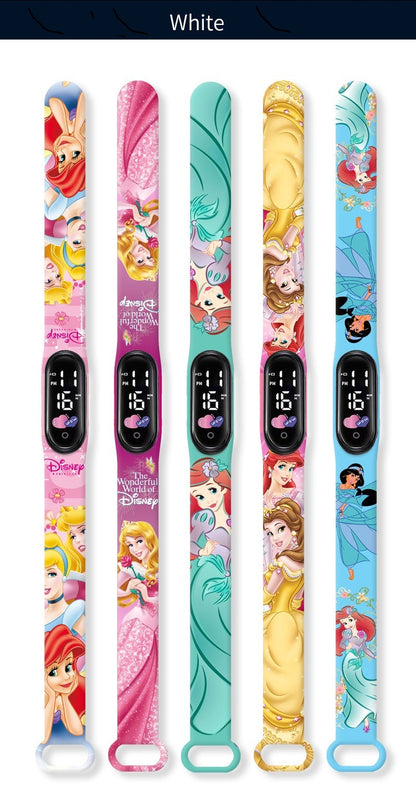 Disney Princess Kids Digital Watch Cartoon Action Figure Snow White LED Touch Waterproof Electronic Watch Toys for Children