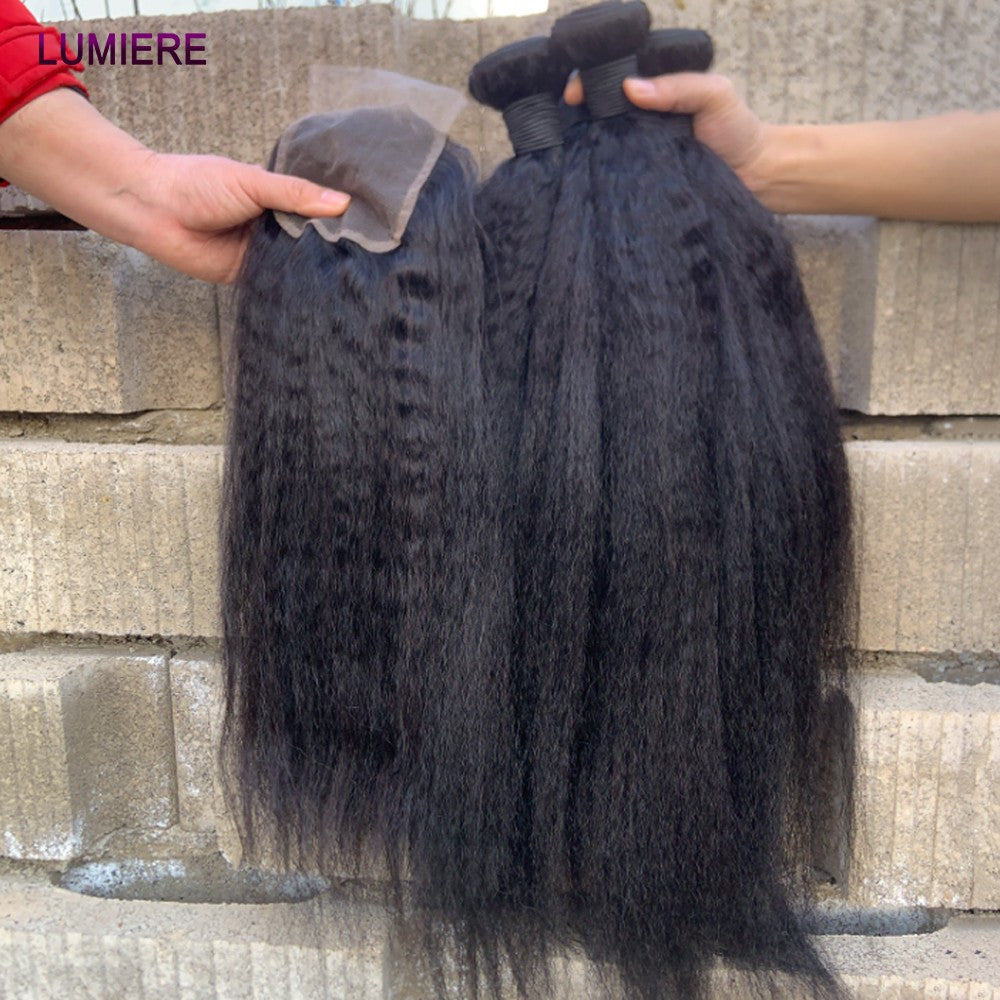 Pacotes de Cabelo Humano Liso Kinky Yaki 100% Cabelo Humano Virgem Puro Brasileiro Extensões de Cabelo em Promoção/Liquidação