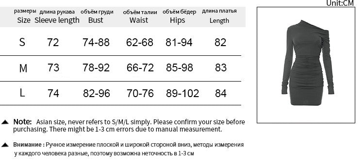 Autumn Sexy Women's Dress Black New Long Sleeves Folds Streetwear Diagonal Collar Casual Dress Club Party Elegant Dresses Female