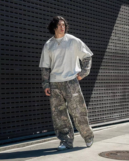 new Young American trendy sweatpants collaboration anime joggers cotton terry print wide-leg casual pants hip-hop street pants