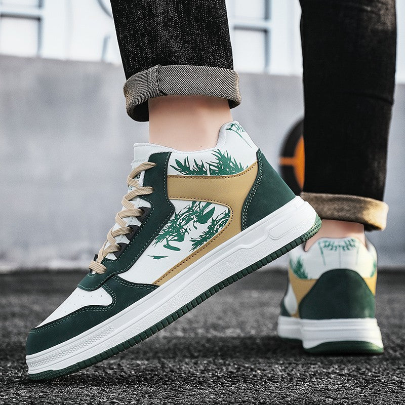 Men Board Shoes 2025 Spring Retro Thick Sole Wear Resistant Anti Slip Flat Sneaker Outdoor Casual Man Walking Footwear