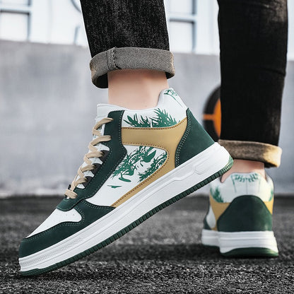 Men Board Shoes 2025 Spring Retro Thick Sole Wear Resistant Anti Slip Flat Sneaker Outdoor Casual Man Walking Footwear