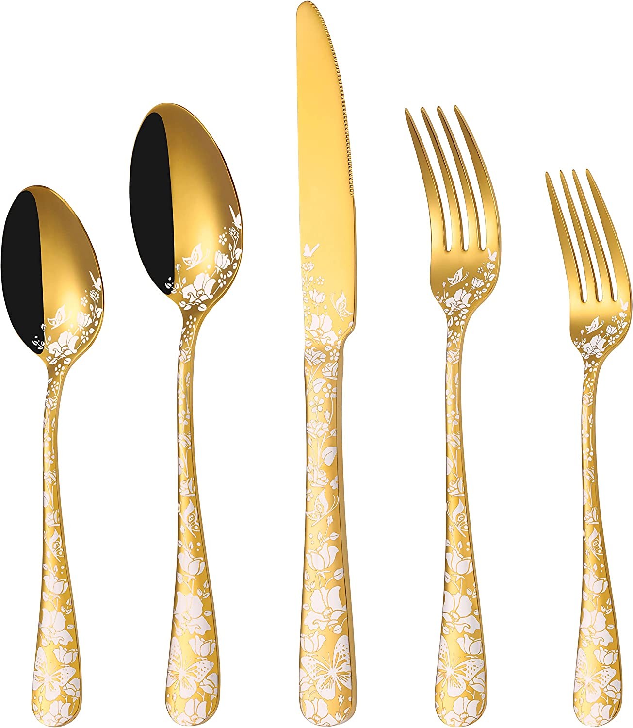 Conjunto de Talheres de Cobre com 20 Peças, Aço Inoxidável, para 4 Pessoas, Conjunto Exclusivo de Utensílios de Mesa com Garfo, Colher e Faca