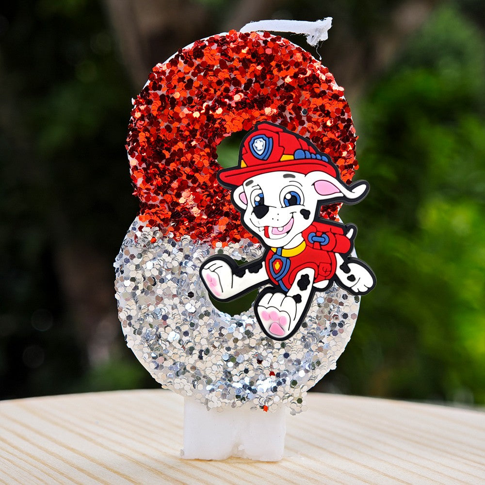 Paw Patrol Candle 0-9 Number Candle Paw Patrol Cartoon Character Party Cake Plug-in Birthday Cake Decoration Baby Shower Gift