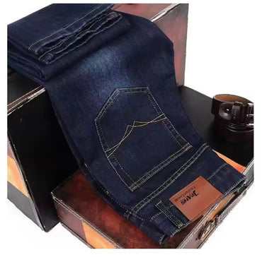 2025 Men NEW Men's Fashion Business Jeans Classic Style Casual Stretch Slim Jean Pants Male Brand Denim Trousers Black Blue Mens