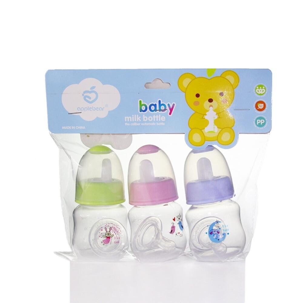 0-6 months 60ML newborn standard caliber PP bottle, flat unique bear shape bottle cap, good looking and practical