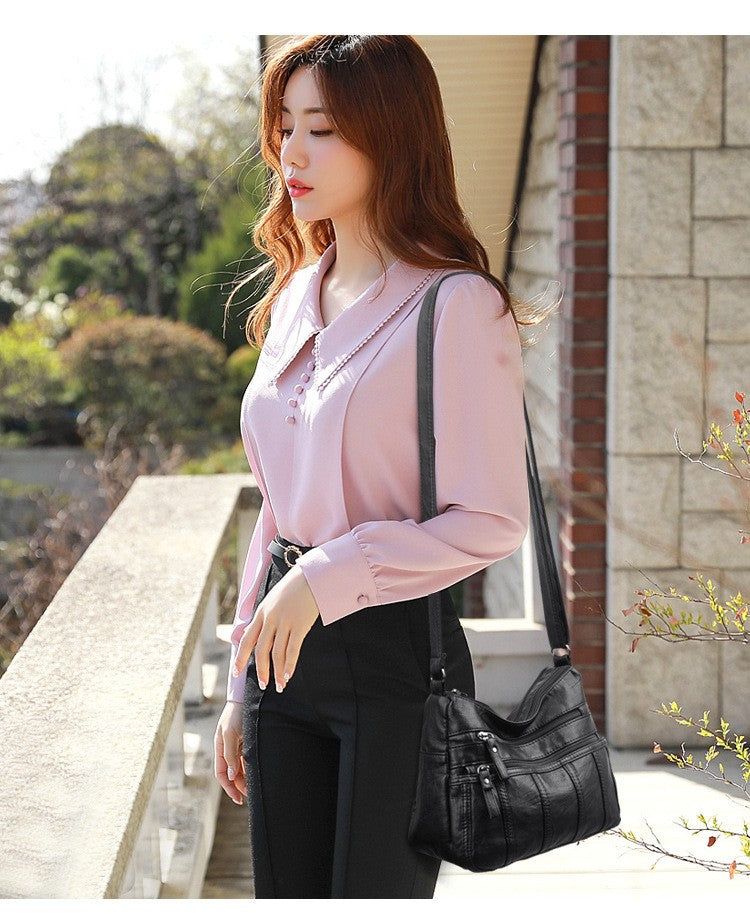 Fashion Soft Leather Crossbody Bags for Women 2025 Casual Female Multi Pocket Messenger Bags Retro Handbags Ladies Shoulder Bags