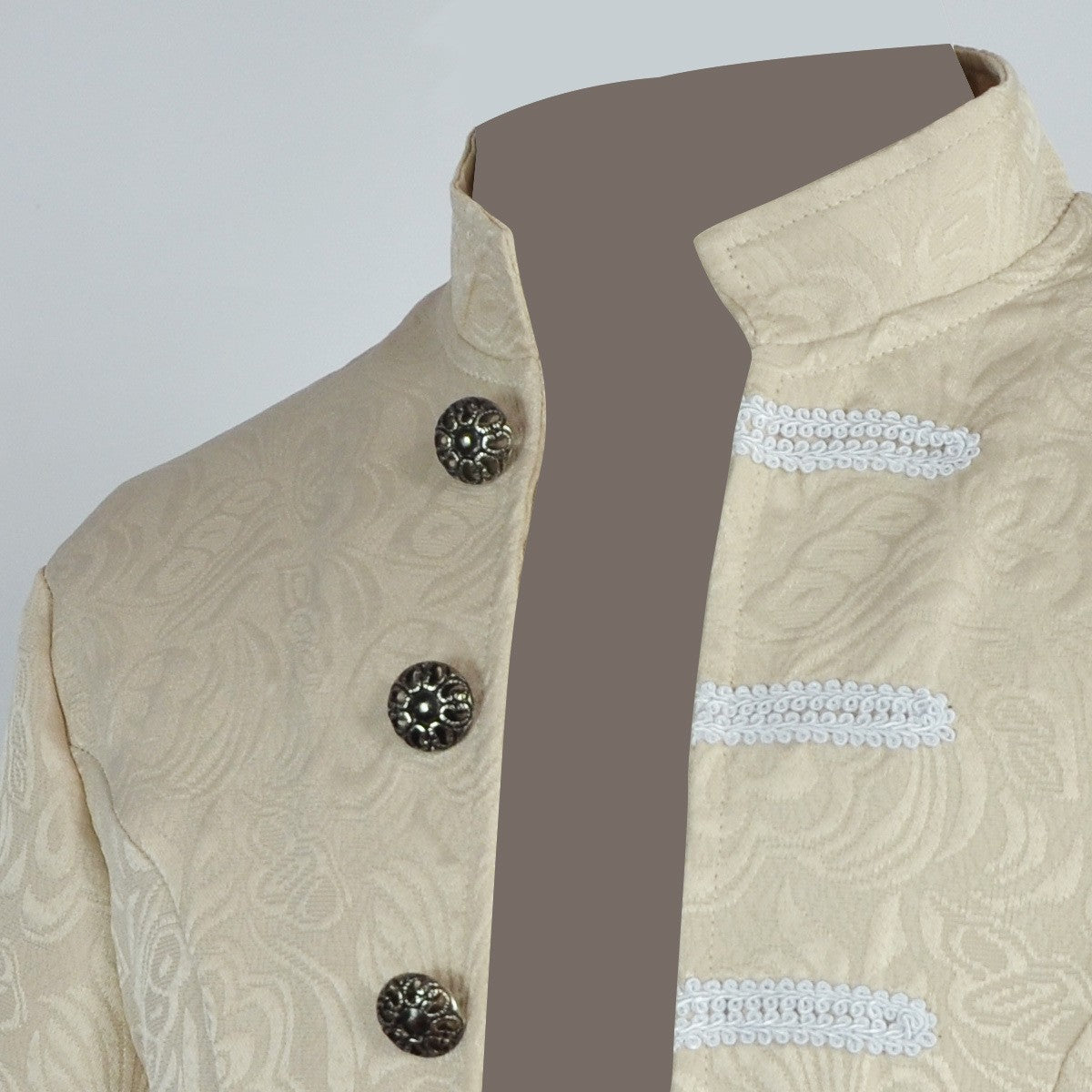 Men's Medieval Style Windbreaker Coat Vintage Lapel Jacquard Medium Length Trench Coat Halloween Party Costume Retro Outerwear
