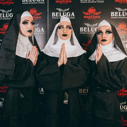 Nun Dress Halloween Costume for Women Scary Cosplay Mary Priest Dresses