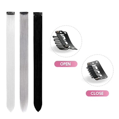 8 Pacotes de Extensões de Cabelo Sintético Coloridas 22 Polegadas Lisas Clip-In para Festas Natal Black Friday K-pop Presente de Ano Novo Cabelo