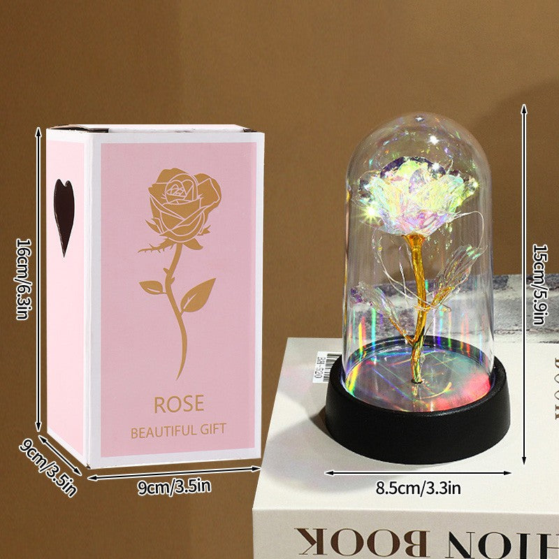 Eternal Rose Flowers Artificial Foil Flower in Glass Glow Immortal Flower LED Roses Lamp Flores Eternas Christmas Lover Gift