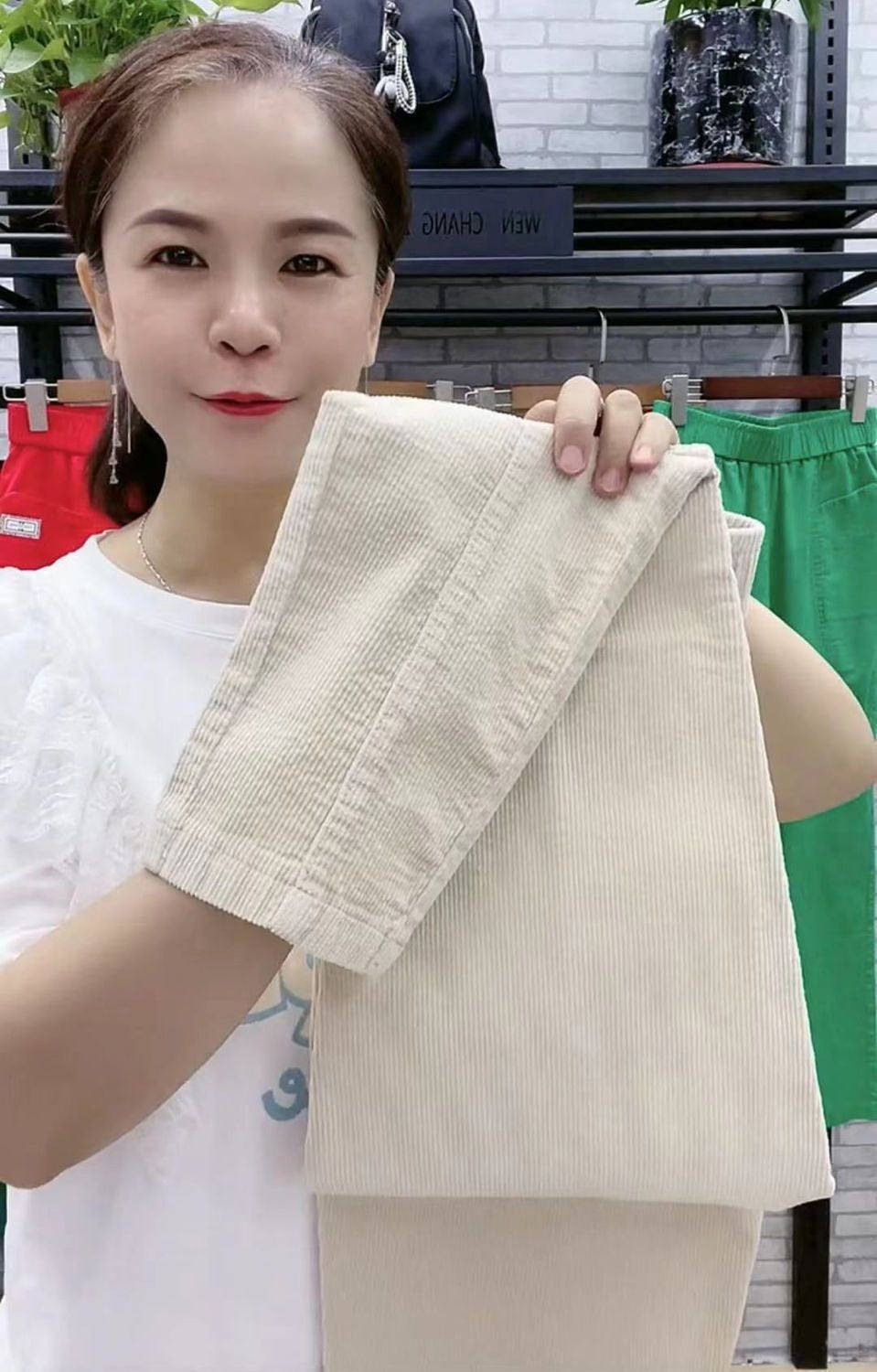 Women Warm Spring Winter Button Pockets Ruffles Vintage Big Large Plus Sizes Casual Party Fashion Loose Pant