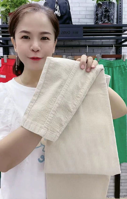 Women Warm Spring Winter Button Pockets Ruffles Vintage Big Large Plus Sizes Casual Party Fashion Loose Pant