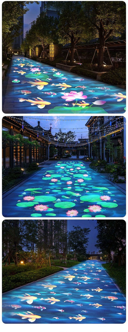 Projetor de Ondas de Água Dinâmicas Externo, Holofote com Padrão de Lótus para Iluminação Criativa de Ambiente em Jardim e Pátio