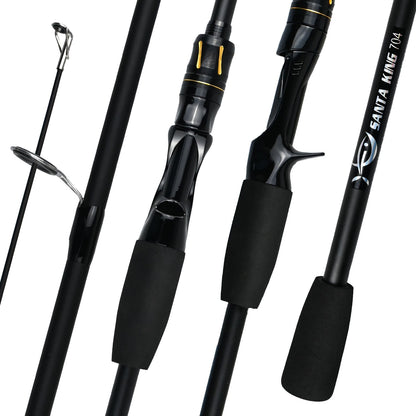 Vara De Pesca De Fibra De Carbono 1.8M/2.1M Vara De Viagem Portátil, Anel Guia De Cerâmica Requintado E Suave, Punho De Eva De Alta Densidade