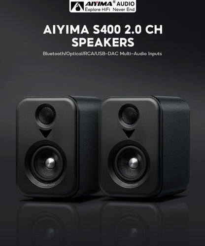 AIYIMA  Upgrade S400 Audio Bookshelf Active Speakers Studio Monitor 3 Inch Bluetooth USB DAC HiFi Home Subwoofer System TV PC