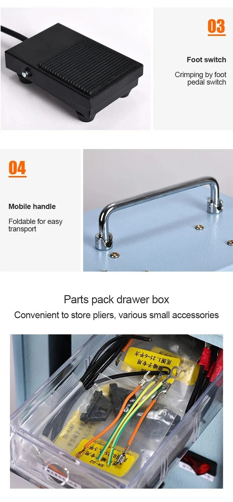 Electric Cold Press Terminal Machine Scattered Terminal Crimping Machine Tubular Insulation Terminal with Exchangeable Die Sets