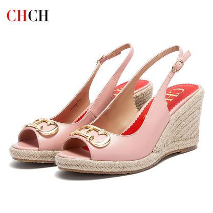 CHCH Women's Sandals Summer New Wedge Fish Mouth High Heel Open Toe Platform Summer Formal Shoes 8.5cm