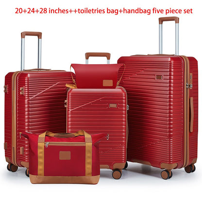 Conjunto de Bagagem de 20/24/28 Polegadas, 5 Peças de Bagagem ABS com Nécessaire e Bolsa de Mão Leve 2,6KG para Viagens em Família e Férias