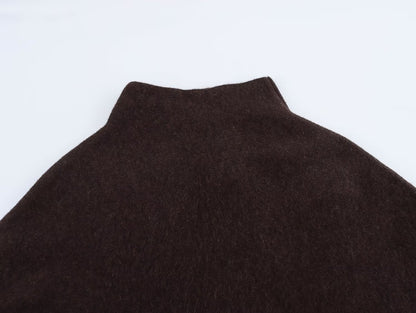 JNLEAOG Casaco de Gola Alta Assimétrica de Malha Feminina para Rua Elegante Fibra de Poliéster Outono Nova Chegada Design de Moda