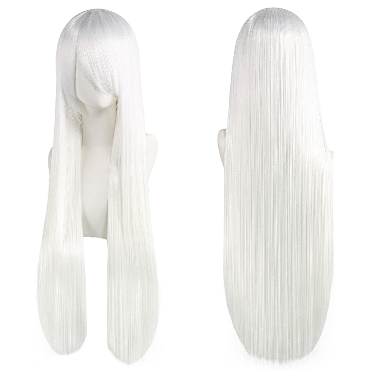 80cm Long Synthetic White Purple Cosplay Wigs Green Hair Straight Silver Wig Pink Hairpiece Lolita Wig with Bangs