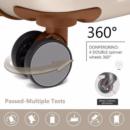Conjuntos de Malas 6 Peças com Bolsas de Viagem, Malas Rígidas Expansíveis com Rodas Giratórias e Fechadura TSA, Grande Capacidade Creme