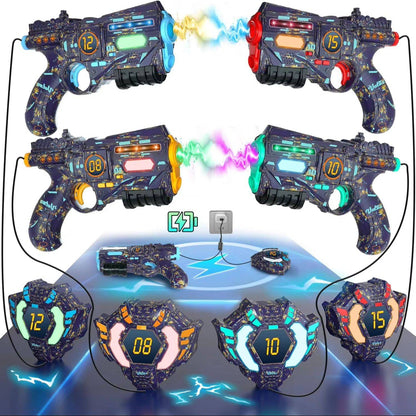 VATOS Recarregável Valor de Saúde Dados SYNC Pistola Laser Tag Infravermelho Conjuntos Laser Tag 4 Coletes Luz Brilhante Jogo Lazer Tag para Adultos f