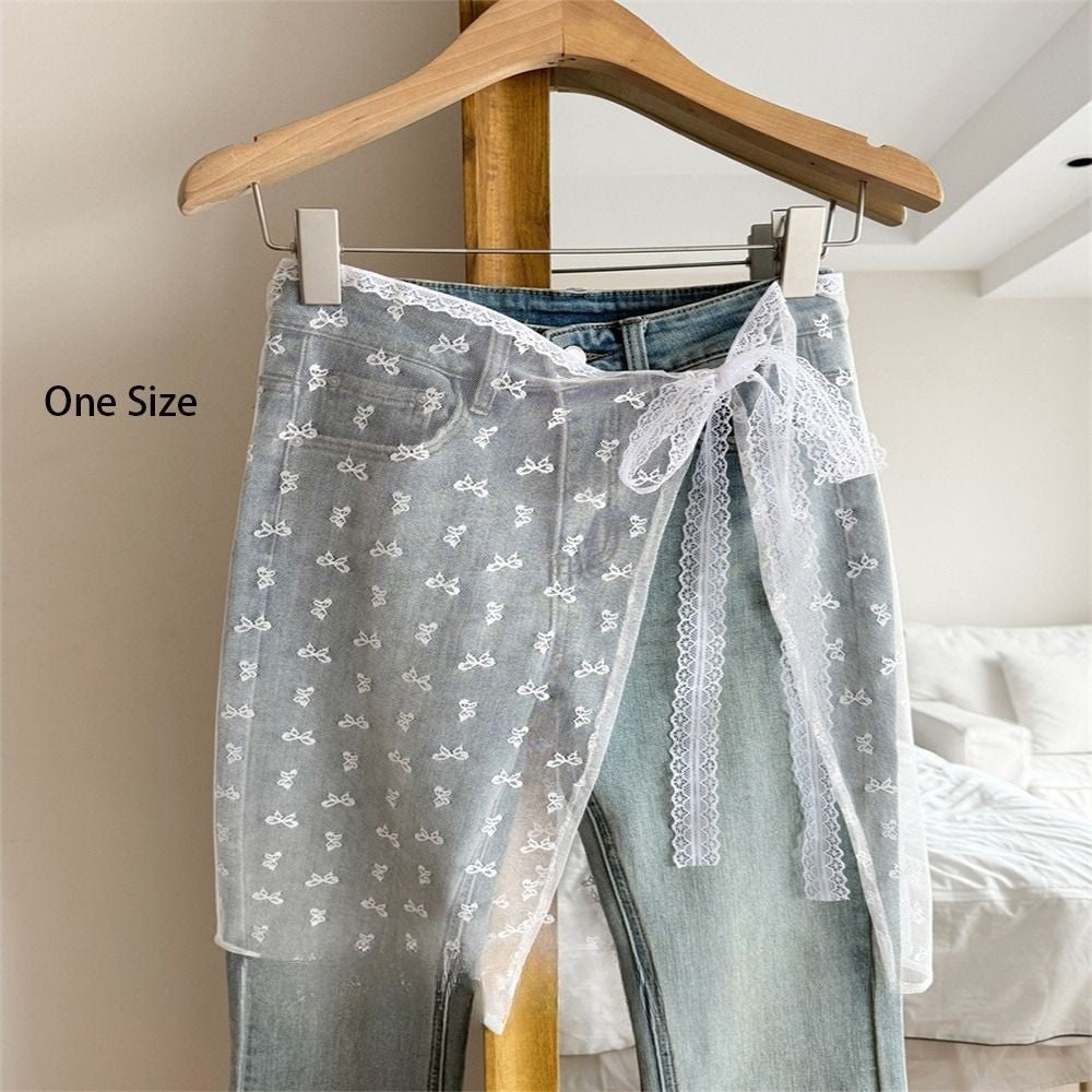 Fashion Lace Lace Layered Gauze Skirt Korean Version Unique Floral Skirt Lace Up