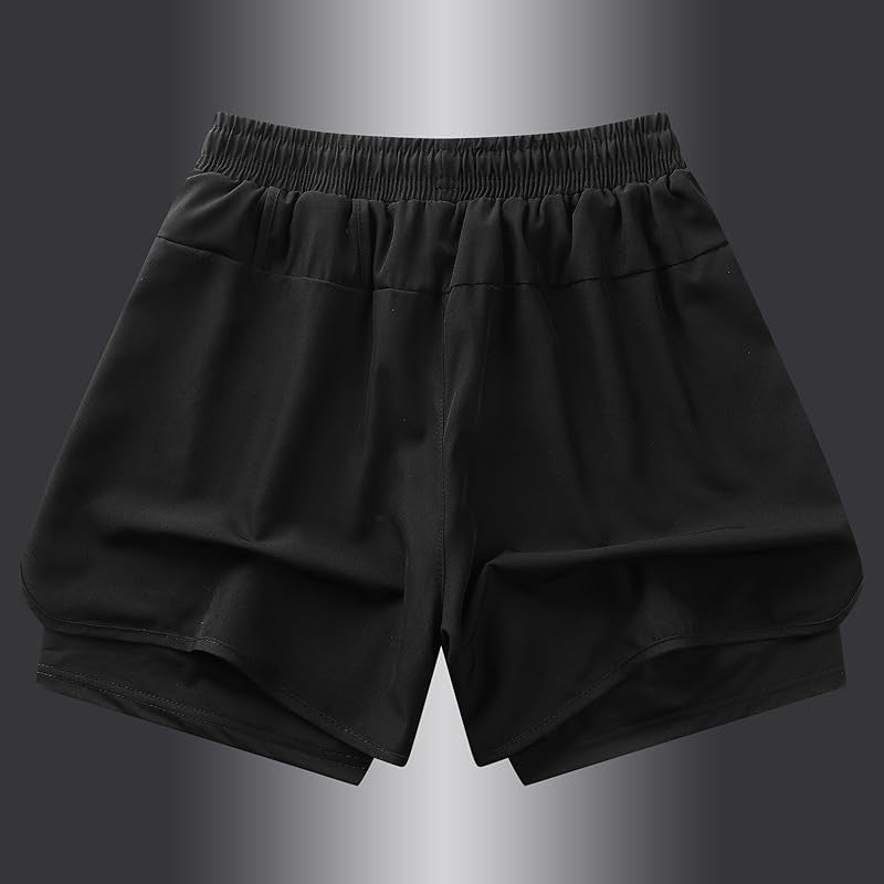 Men's two-piece sports shorts quick drying running fitness gym sports basketball shorts with lining